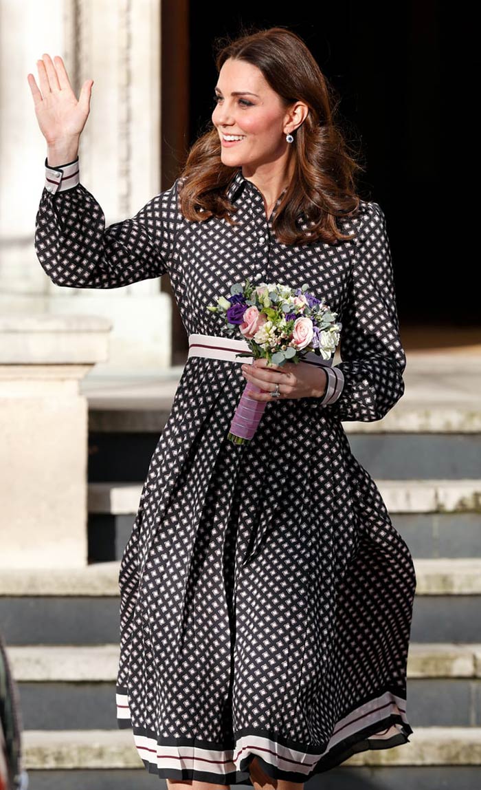 Kate Middleton in kate spade wearing polka dots dress